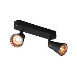 Wand- und Deckenleuchte AVO DOUBLE QPAR51, 2-flammig 2x GU10, dreh- und neigbar, Schwarz