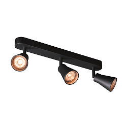 Wand- und Deckenleuchte AVO TRIPLE QPAR51, 3-flammig 3x GU10, dreh- und neigbar, Schwarz