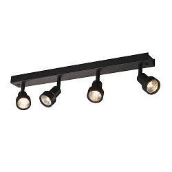 Wand- und Deckenleuchte PURI CW, Quad, 4x GU10 QPAR51, mit Dekoringen, Schwarz