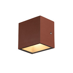LED Outdoor Wall luminaire SITRA CUBE WL, UP/DOWN, IP44 IK05, 10W 3000K, 2x 560lm 90�, rust-colored