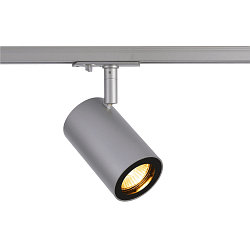 1-HV-phase-track luminaire ENOLA B TRACK SPOT, GU10 QPAR51, IP20, rotatable, swivelling, silver grey