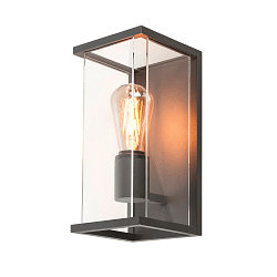 Outdoor Wandleuchte QUADRULO WL, IP44 IK02, E27 max. 15W, anthrazit / Glas klar, ohne Sensor