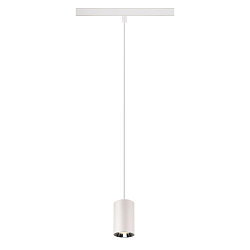 LED Niedervolt-Schienen Pendelleuchte NUMINOS� XS, 48V, 8.7W 4000K 40�, DALI 2 dimmbar, matt wei� / innen gl�nzend chrom