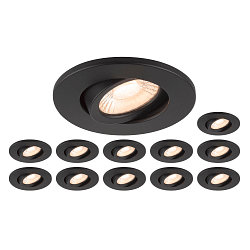 LED Deckeneinbauleuchte UNIVERSAL DOWNLIGHT MOVE PHASE Set, 12x 1007090 und 1007091 Abdeckung, 38�, 8W, UGR, schwarz