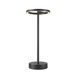battery table lamp VINOLINA ONE with touch dimmer, ring shape IP54, black dimmable