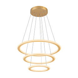 LED Pendelleuchte ONE FLAT TRIPLE, 300cm, 2700/3000K, 3500/3700lm, IP20, dimmbar, schwarz/messing