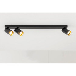Deckenaufbauleuchte KAMI TRIPLE, 3x GU10,max. 10W, IP20, schwarz/gold