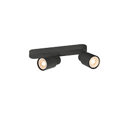 wall and ceiling luminaire PURI 2.0 - TUBE 2 flames, asymmetrical GU10 IP20, black dimmable