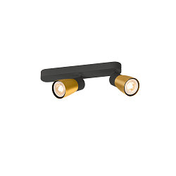 wall and ceiling luminaire PURI 2.0 - DOME 2 flames, asymmetrical GU10 IP20, gold, black dimmable
