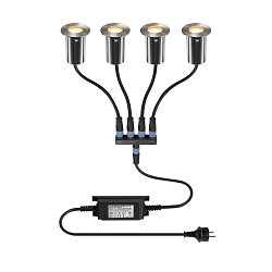 floor recessed luminaire TRAIL-LITE� 60 round, incl. LED driver, set of 4 IP67, aluminium, stainless steel 