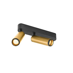 LED Deckenaufbauleuchte GRIP! M DOUBLE, 42�, 28W, IP20, dimmbar, 3000K, 1520lm, gold/schwarz