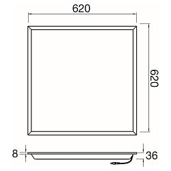 ceiling luminaire PANEL P 625 45 DALI >200LM/W DALI controllable, UGR < 19, multipower IP20, dimmable