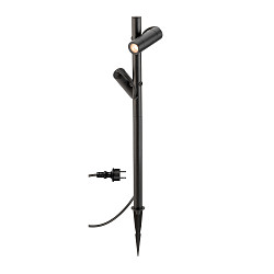Outdoor LED-Stehleuchte HELIA SLIM POLE DOUBLE, IP65 IK03, Erdspie�-Stativ + Steckerkabel, 2x 6W 2200K 500lm 38�, schaltbar