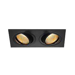 LED Deckeneinbaustrahler NEW TRIA 2 DL SQUARE SET, COB LED, 2700K, 38�, inkl. Treiber, Clipfedern, schwarz