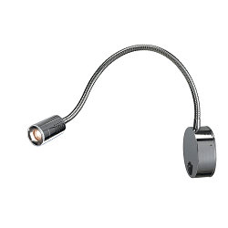 Premium-LED Displayleuchte DIO FLEX PLATE, mit Flex-Arm und Schalter, 1.9W 45�, 3000K 70lm, Chrom