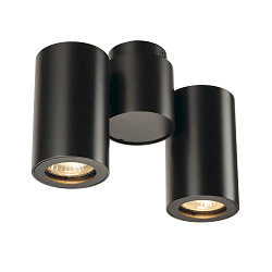 Wall-/Ceiling spot ENOLA B SPOT DOUBLE, 2-heads, 2x GU10 QPAR51,  rotatable, swivelling, aluminium, black