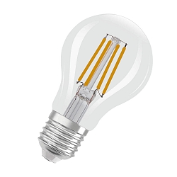LED Birnen-Filamentlampe CLASSIC A60 GLOWdim, E27, 4W 2200-2700K 470lm 320�, dim-to-warm, klar