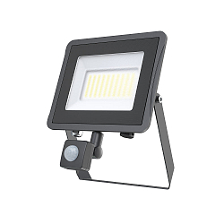 LED Flutlichtstrahler STAR 5000 PIR SENSOR, IP65 IK06, Alu schwarz / Strukturglas, 100cm Kabel + Ventil
