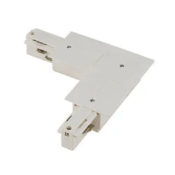 L-Verbinder für EUTRAC® 3-Phasen Stromschiene (Einbauversion), mit Einspeisemöglichkeit, Erde innen, Weiß