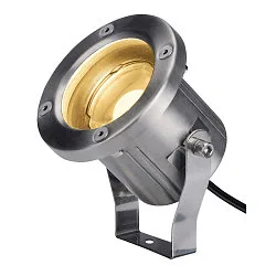 Outdoor LED floor luminaire NAUTILUS SPIKE, IP55 IK03, 9W 3000K 520lm 60°, swiveling, inox 316