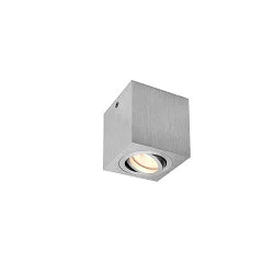 Deckenleuchte TRILEDO SINGLE, IP20, GU10 QPAR51 max. 10W, dreh- und schwenkbar, Quader, Alu gebürstet