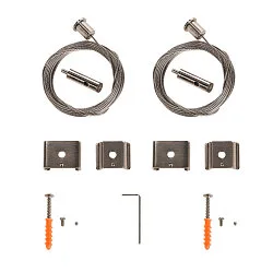 Drahtseilabhängung für EUTRAC® / S-TRACK / 1 Phasen-Schienen, 2er Set, max. 10kg, 500cm (kürzbar), nickel
