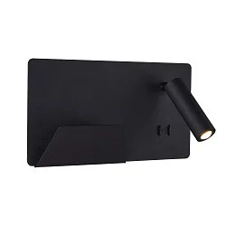 LED Wall luminaire SOMNILA SPOT Indoor, 13W, 3000K, Spot 65lm,  incl. USB port, Spot left, black, back light 370lm