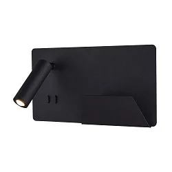 LED Wall luminaire SOMNILA SPOT Indoor, 13W, 3000K, Spot 65lm,  incl. USB port, Spot right, black, back light 370lm