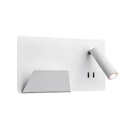 LED Wall luminaire SOMNILA SPOT Indoor, 13W, 3000K, Spot 65lm,  incl. USB port, Spot left, white, back light 646lm