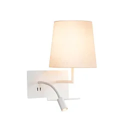 LED Wall luminaire SOMNILA FLEX Indoor, E27, mit LED Spot 65lm, 3000K, white, incl. USB port, Spot right