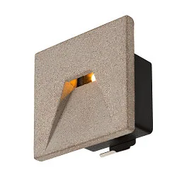 Outdoor LED Wand-Einbauleuchte CONCRETO EL WING, IP65 IK03, 10 x 10cm, 700mA, 3.2W 3000K 45lm 120°, Beton / Aluminium, grau