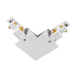Zubehör für 3-Phasen Einbauschiene S-TRACK PHASE & DALI - L-Verbinder, DALI steuerbar, Erde links, weiß