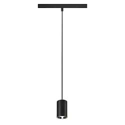 LED Niedervolt-Schienen Pendelleuchte NUMINOS® XS, 48V, 8.7W 4000K 20°, DALI 2 dimmbar, matt schwarz / innen glänzend chrom
