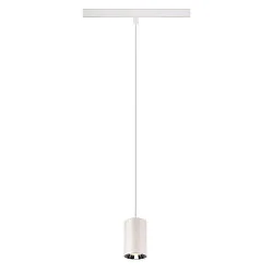 LED Niedervolt-Schienen Pendelleuchte NUMINOS® XS, 48V, 8.7W 4000K 55°, DALI 2 dimmbar, matt weiß / innen glänzend chrom