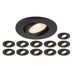ceiling recessed luminaire UNIVERSAL DOWNLIGHT MOVE PHASE swivelling, set of 12 IP20, black dimmable