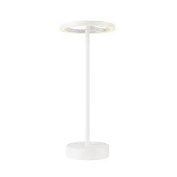 LED Akku-Tischleuchte VINOLINA ONE, IP54, Ø 14cm Ringform, 2.5W 2700K 125lm, Touch-Dimmer + Ladestation, weiß