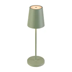 LED Akku-Tischleuchte VINOLINA TWO, IP65, Ø 11cm, konisch, 2W 2200-3000K (CCT Switch) 190m, Touch-Dimmer + Ladestation, grün