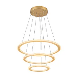 LED Pendelleuchte ONE FLAT TRIPLE, 300cm, 2700/3000K, 3500/3700lm, IP20, dimmbar, schwarz/messing