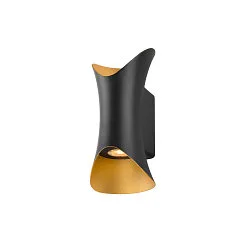 Outdoor LED Wandstrahler MODELA UP/DOWN, IP65 IK07, 7.5W 2700K 810lm 2x60°, dimmbar, schwarz matt / gold