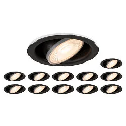 12er Set LED Einbaustrahler UNIVERSAL DOWNLIGHT PHASE, IP20, 5/7W (multi) 2700-6500K (CCT-DIP) 38°, ohne Abdeckung, schwenkbar