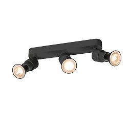 Wand- und Deckenleuchte PURI 2.0 Basic Long, rund, 3x GU10 max. 6W, schwarz