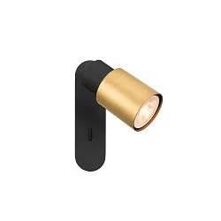 Wand- und Deckenleuchte PURI 2.0 TUBE, rechteckig, mit Schalter, GU10 max. 6W, schwarz / gold