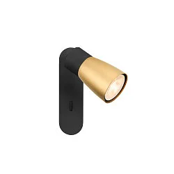 wall and ceiling luminaire PURI 2.0 - DOME square, with switch GU10 IP20, gold, black dimmable