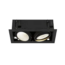 LED Deckeneinbauleuchte KADUX DOUBLE, 2-fkammig, DALI 2 dimmbar, kardanisch schwenkbar, 54W 4000K 3400lm 30°, schwarz