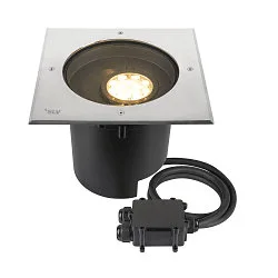 LED Boden-Einbauleuchte DASAR® XL ASYM, IP65/IP67 IK10, 27W 3000K 2600lm 70/40°, neigbar, befahrbar, DALI, Edelstahl, eckig