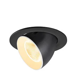 ceiling recessed luminaire NUMINOS® GIMBLE L round, suitable for VDU workstation IP20, black, white, lacquered dimmable