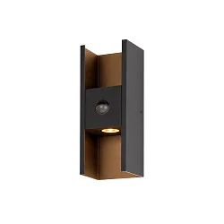 Outdoor LED-Wandleuchte FLATT II, IP54 IK03, mit Sensor, Up & Down, 10W 2700K, Seeluft-beständig, dimmbar, schwarz