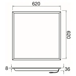 LED Einlege-Deckenleuchte PANEL P 625 45 DALI, IP20, 62cm, 220-240V AC/DC, >200lm/W, UGR <19, dimmbar, 26-42W 3000K