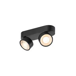 wall and ceiling luminaire KALU 2.0 DOUBLE PHASE 2 flames, UGR < 19, cardanic swivelling IP20, black dimmable