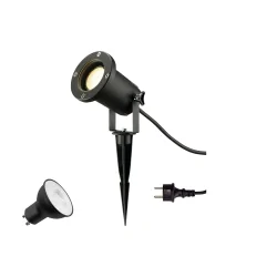 LED Erdspieß-Leuchte BIG NAUTILUS SET GU10 PAR16 (inkl.), IP65 IK06, mit 150cm IP44-Steckerkabel, neigbar, 6W 2700K 450lm 38°